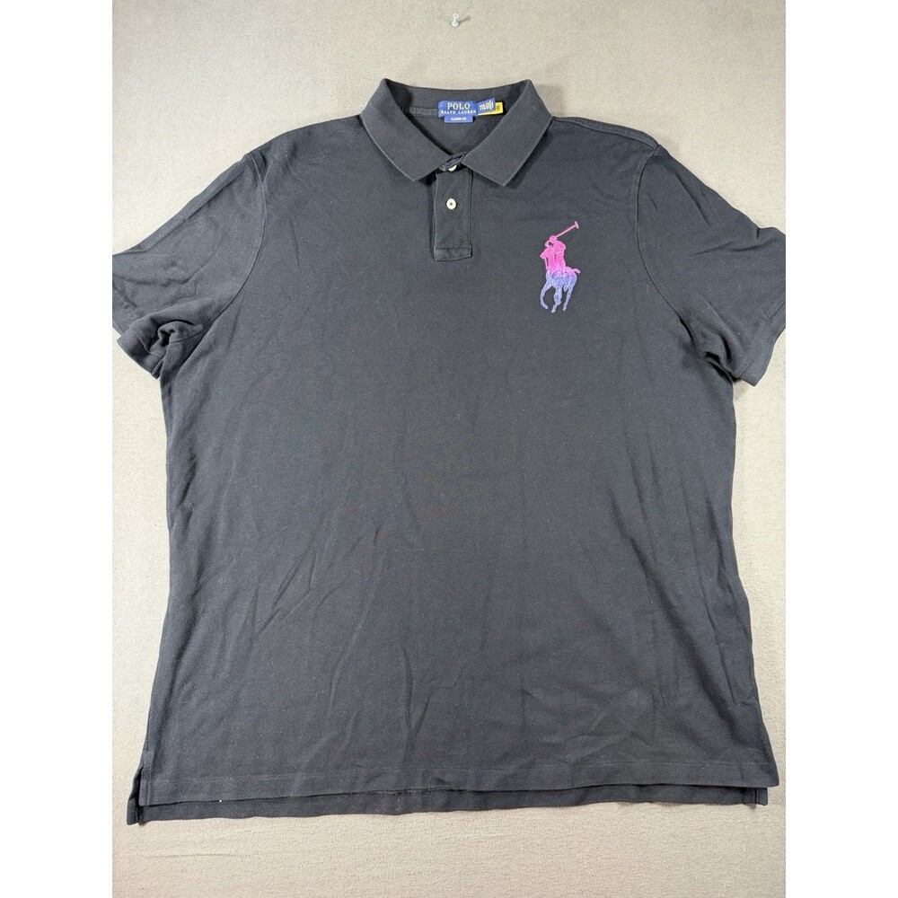 Polo Ralph Lauren Shirt Mens XXL Black Big Pony Short Sleeve Golf Casual Preppy